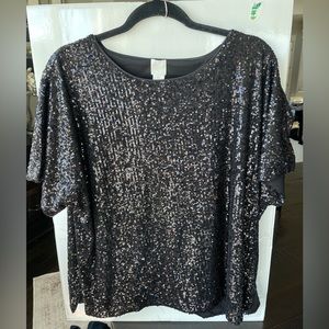 H&M black sequin top